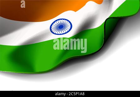 Waving flag of india Vector illustration on white background Stock Vector