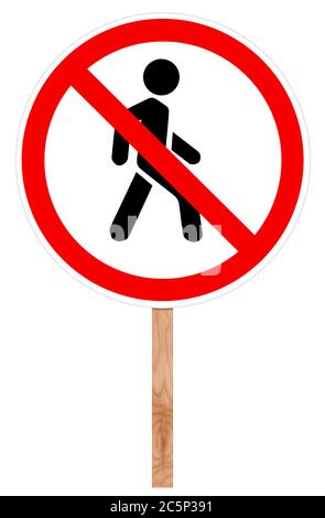 Prohibitory traffic sign isolated on white 3D illustration - Pedestrian Stock Photo