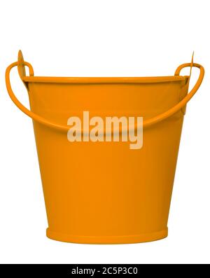 Empty orange bucket isolated on white. Clipping path included. Stock Photo