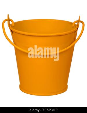 Empty orange bucket isolated on white. Clipping path included. Stock Photo