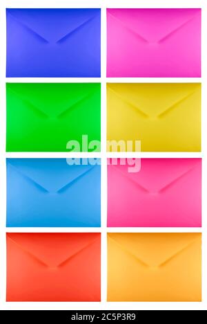 Blank colorful envelopes isolated on white background Stock Photo