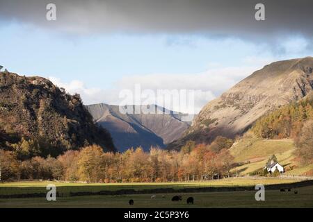 Looking along St. Johns in the Vale towards Blencathra, Lake District, UK Stock Photo