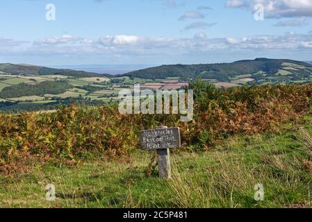 An autumnal view from Doverhay Down across the hills and moors of the Exmoor National Park toward Selworthy Hill, in Somerset, England, UK Stock Photo