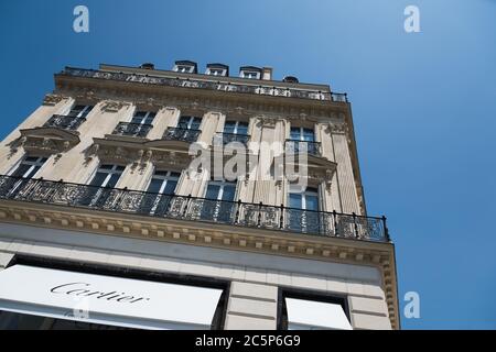 Paris, France - July 06, 2018: Cartier store in world famous Champs Elysees Stock Photo