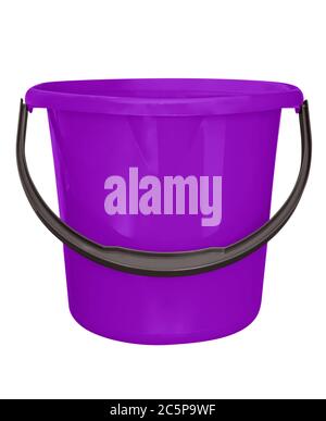 Violet plastic bucket isolated on white background with Clipping path Stock Photo