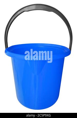 Light blue plastic bucket isolated on white background with Clipping path Stock Photo