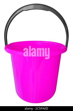 Violet plastic bucket isolated on white background with Clipping path Stock Photo