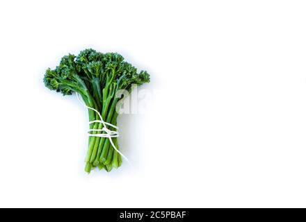 Fresh broccolini isolated on white background with copy space Stock Photo