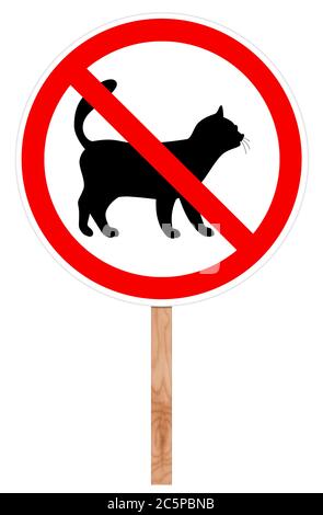 Prohibitory traffic sign isolated on white 3D illustration - Cat Stock Photo