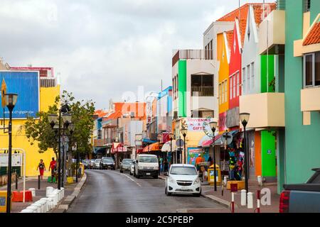 martinique,colourful buildings by the port in Martinique,Fort-de-France, View of the Town from the Harbor,martinique street Stock Photo