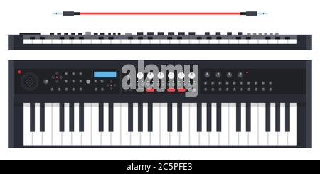 Electronic keyboard musical instrument synthesizer Musician vector icon flat isolated illustration. Stock Vector