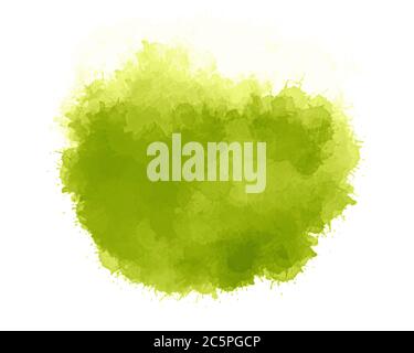 Digital drawing in light green color. Vibrant paint spots isolated on white background. Abstract watercolor pattern. Mixed media artwork Stock Photo