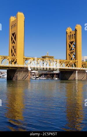 Historic Tower Bridge over the Sacramento River, Sacramento, California, USA Stock Photo