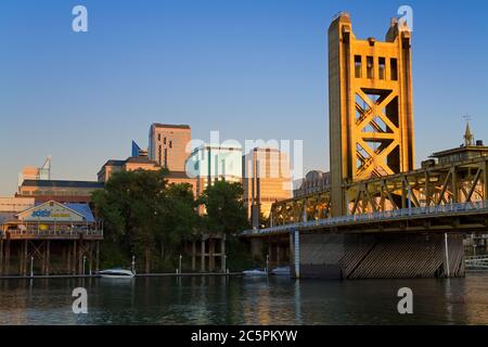 Historic Tower Bridge over the Sacramento River, Sacramento, California, USA Stock Photo