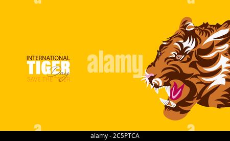 Vector Illustration of International Tiger Day 29th July, an annual celebration to raise awareness for tiger conservation. Stock Vector