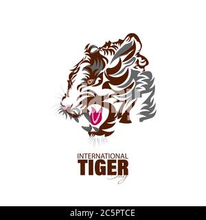 Vector Illustration of International Tiger Day 29th July, an annual celebration to raise awareness for tiger conservation. Stock Vector