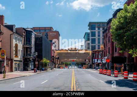 Washington, D.C. / USA - July 04 2020: Iconic Chinatown gates in DC under construction. Stock Photo