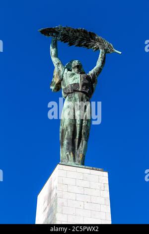 Liberty Statue on Gellert Hill, Budapest, Hungary Stock Photo