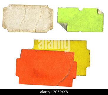 Set Of Empty Grungy Adhesive Price Stickersprice Tags With Free Copy Space  Isolated On White Background Stock Photo - Download Image Now - iStock