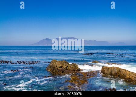 Table Mountain viewed from Robben Island Stock Photo