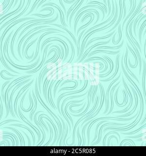 Vector marine seamless texture for decorating fabrics or paper from cut lines, rotating in the form of loops and spirals on a turquoise background. Stock Vector