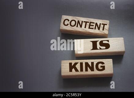 Content is King words printed on wooden blocks business concept. Stock Photo