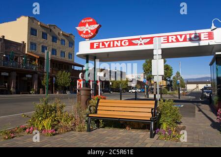 Historic Flying A Gas Station in Truckee, California, USA Stock Photo