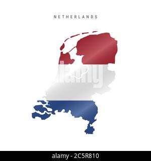 Detailed waving flag map of Netherlands. map with masked flag. Stock Photo