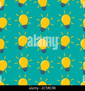 bulb lamp shining seamless pattern vector illustration background Stock Vector
