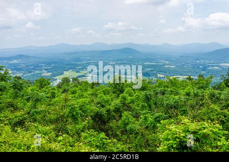 Overlook for Rockfish valley at Blue Ridge parkway appalachian mountains in summer with nobody and scenic lush foliage landscape Stock Photo