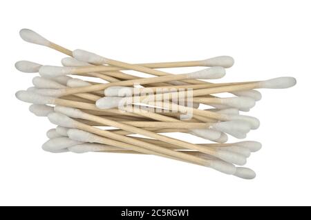 Cotton Swabs isolated on white background. Clipping path included. Stock Photo