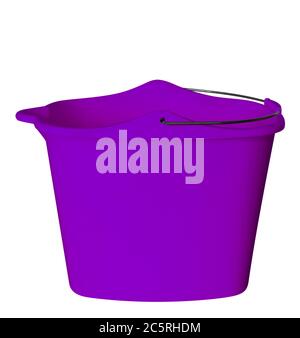 Violet plastic bucket isolated on white background. Clipping path included. Stock Photo