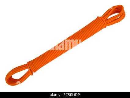 Plastic clothesline rope isolated on white. Clipping path included. Stock Photo