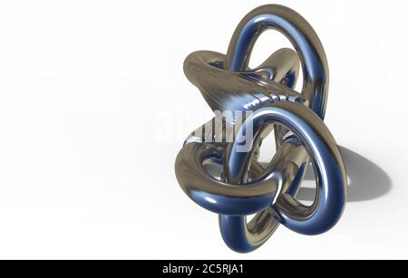 3D render of torus knot made from plastic