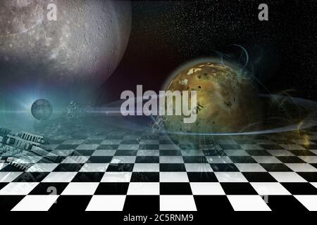 Alien Planet - 3D Rendered Computer Artwork Stock Photo