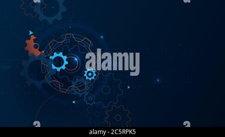 Abstract Technology, Futuristic Digital Hi Tech Concept.  Abstract Machine Cogwheel, Gears Background. Scientific and Technological Concept. Vector Il Stock Vector