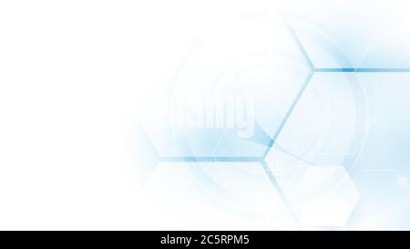 Abstract Technology, Futuristic Digital Hi Tech Concept. Abstract Soft Blue and White Hexagonal Molecule Background. Scientific and Technological Conc Stock Vector