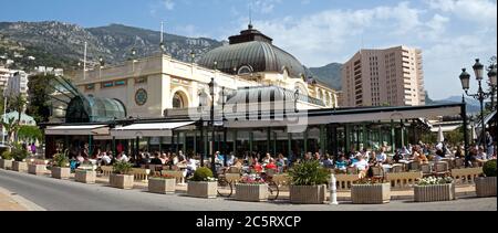 MONTE CARLO, MONACO - MAY 1: Famous Cafe de Paris on May 1, 2013 in Monte Carlo, Monaco. Cafe de Paris is one of the oldest and most stylish restauran Stock Photo