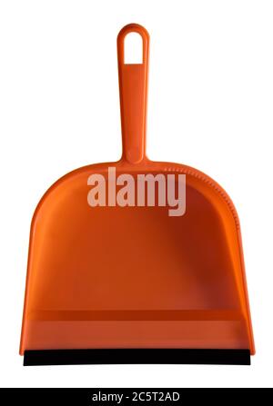 Orange dustpan on white background. Clipping path included. Stock Photo
