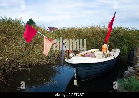 fisherboat in lake Stock Photo