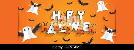 Happy Halloween card design elements on background, vector illustration Stock Vector