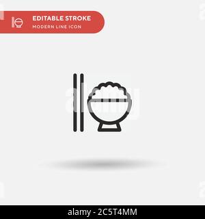 Rice Bowl Simple vector icon. Illustration symbol design template for web mobile UI element. Perfect color modern pictogram on editable stroke. Rice Bowl icons for your business project Stock Vector