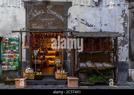 Sorrento, Campania, Italy, June 2020 – A typical shop selling local foods and products Stock Photo