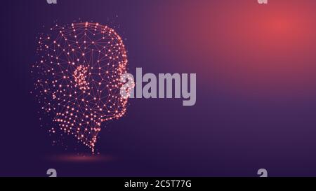Human head with network plexus structure Stock Vector