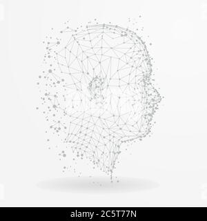 Human head with network plexus structure Stock Vector