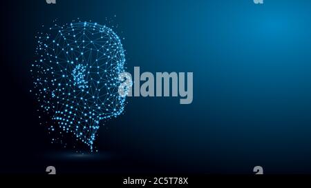 Human head with network plexus structure Stock Vector
