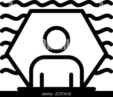 Protected sound man icon, outline style Stock Vector