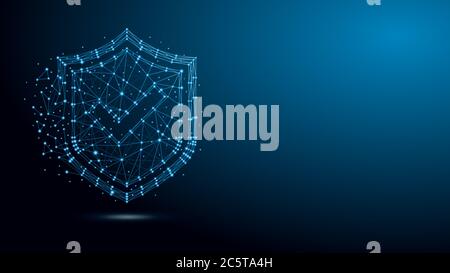 Security shield with checkmark and network structure Stock Vector