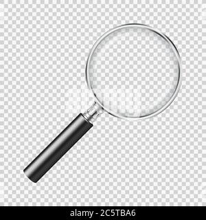 Magnifying glass on transparent background Stock Vector