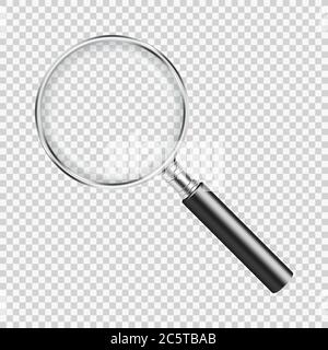 Magnifying glass on transparent background Stock Vector